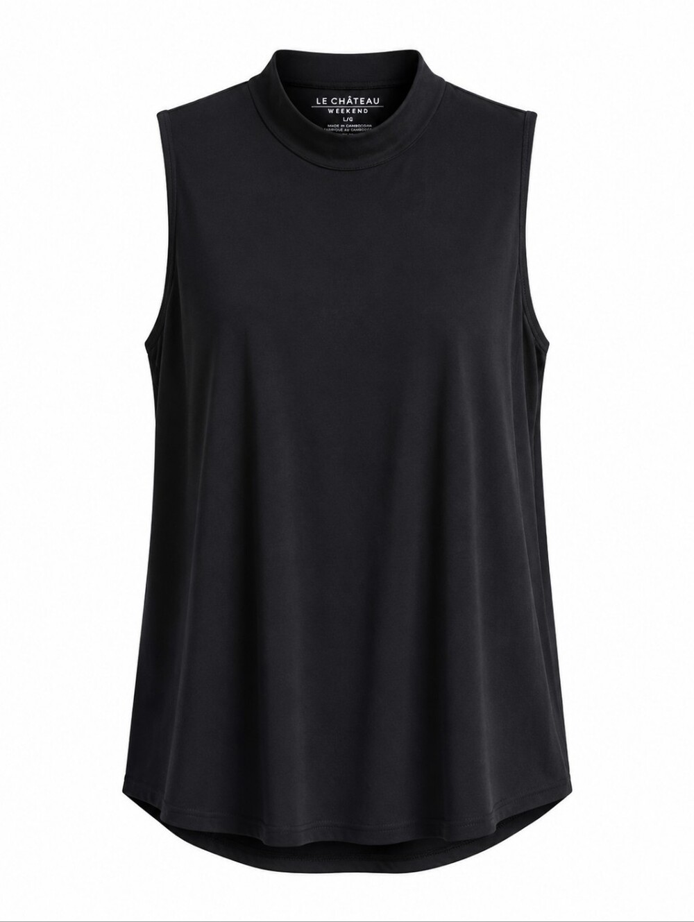 le chateau Black Sleeveless Mock Neck Tank LG